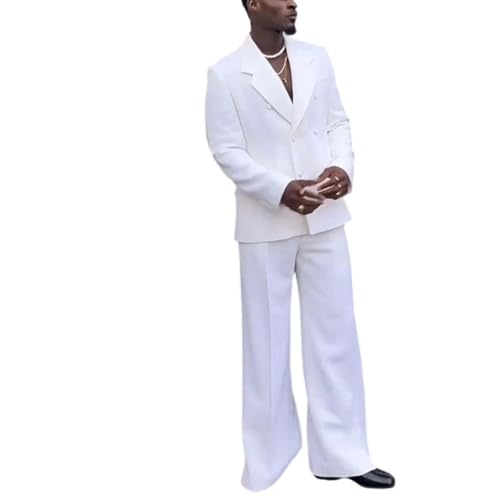 Men's White Double Breasted Suit - Luxury Jacket Pants | Banquet Business Party