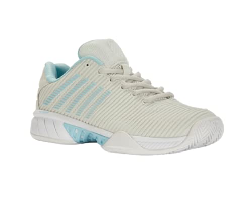 K-Swiss Women's Hypercourt Express 2 Tennis Shoe, Vaporous Gray/White/Blue Glow, 6.5 W #TOP1