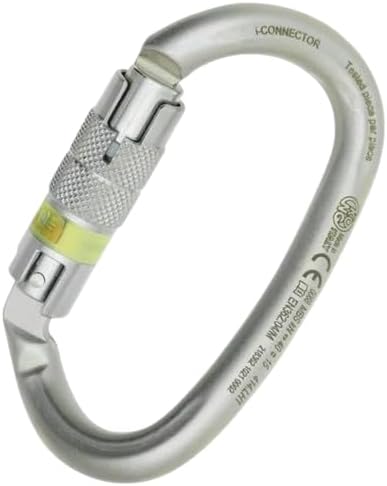Kong Italy I-OVALONE DNA Twistlock Carabiner, Carbon Steel Locking Connector with Integrated NFC Chip, 40kN Strength, Twisted Helical Design, Lunar White Zinc-Nickel Finish, Industrial & Safety Use