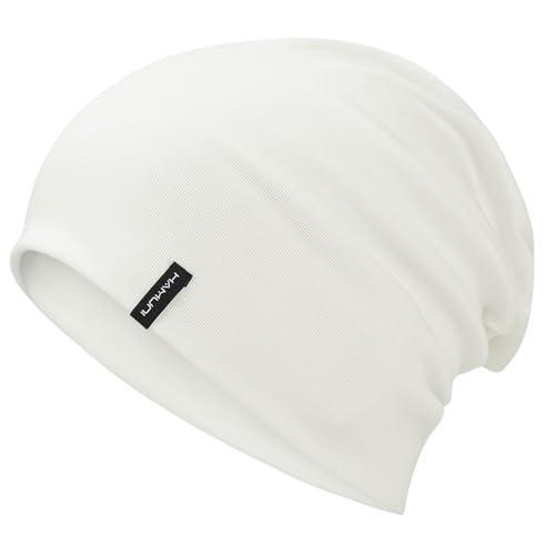 HAMUNI Slouchy Beanie Damen Mütze Weiß