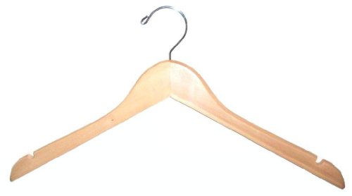 Children's Natural Finish Wood Top Hangers with Bar (Set of 5)