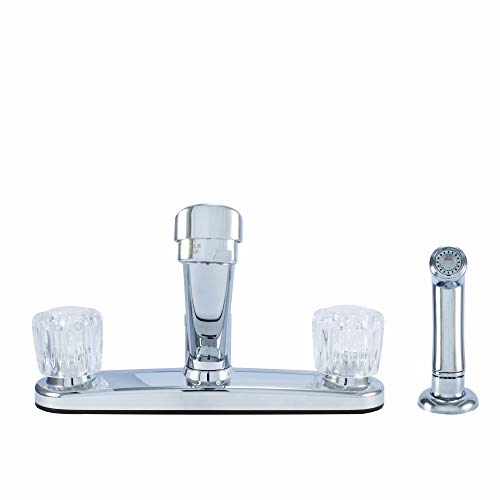 Wmf-8238Zm-Cp - Hybrid Metal Deck Kitchen Sink Faucet Acrylic Double Handle Washerless Cartridge With Side Spray (Chrome Finish) #TOP2