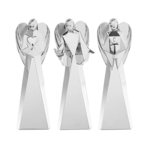 Nambe Faith, Love, & Peace Angel Figurine Set | Holiday Figurines For Christmas Home Décor | Measures 5.5 Inch Each | Made With Nambe Alloy | Designed By Mike Altomari #TOP12