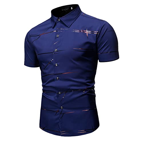 Chemisette Masculine Hommes Printemps et été Chemises Hautes Rayures décontracté Simple Boutonnage Chemises de Plage extérieur Chemise à Manches Courtes Polos De pour Hommes