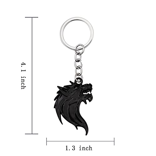 Image of Cool Wolf Head Car Decorations Badge Emblem Key chian 3D Nameplate Key Ring for Car Gift (Black Keychain)