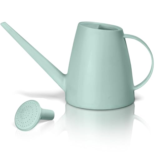 Image of Hand Plastic Watering Can - for Home Plant Garden - 1 /2 Gallon - Light Green