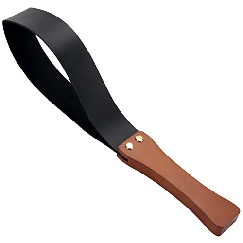 Catcan Cultivo de equitación para caballos, pala de cuero con mango de madera antideslizante, cultivos ecuestres de 48.3 cm