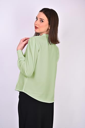 Image of Women's Regular Fit Solid Pleated Cotton Blend Shirts