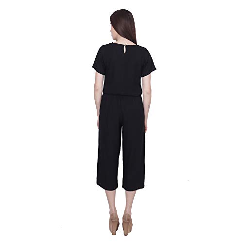 Image of POPWINGS Casual Black Rayon Culottes with top for Women, Jumpsuit