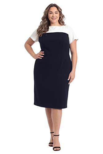 London Times Women's Boat Neck Color Blocked Sheath4