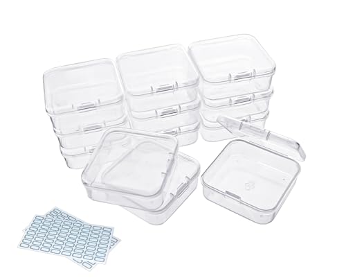 Image of DUOFIRE Small Box Clear Plastic Bead Storage Container 12 Pack Small Organizing Containers with Lids for Beads, Crafts, Jewelry