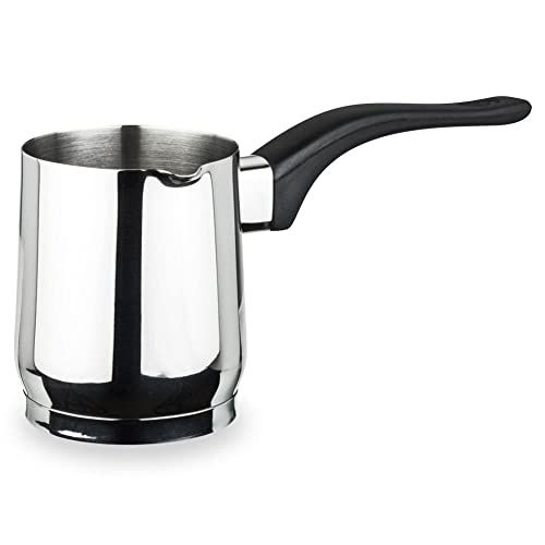 NAVA Acer - Cafetera turca de 380 ml, moderna cafetera de acero inoxidable Cezve Briki, mango ergonómico resistente al calor, calentador de olla de leche