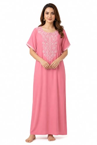 Image of Nighty| Nighty for Women Stylish| Alpine Nighty for Women| Night Gown for Women Stylish| Breathable Alpine Fabric| Elegant Embroidery|