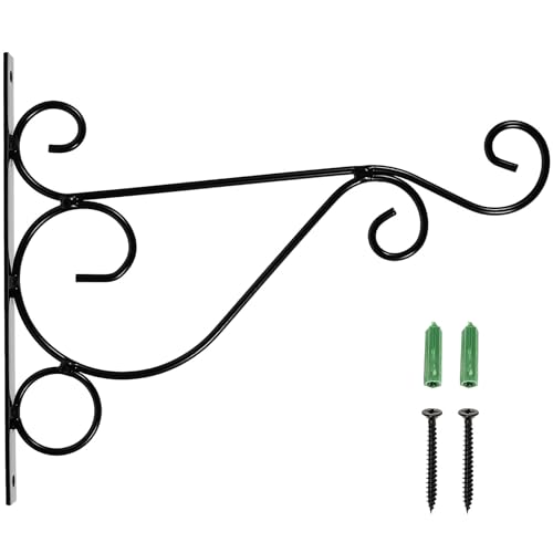 Lurrose Soporte de Pared de Hierro Negro Pequeño para Plantas Colgantes, Gancho para Macetas, Cesta Colgante, Uso Interior y Exterior en Jardín y Patio, Decoración Funcional para Plantas