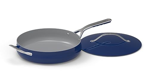Cuisinart Culinary Collection - Utensilios de cocina antiadherentes de 4.5 cuartos de galón, sartén para saltear + mango auxiliar + tapa, zafiro