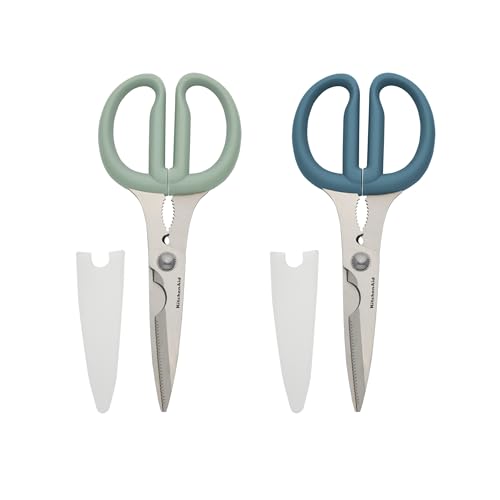Image of KitchenAid 2-Piece Multipurpose Shear Set, Versatile Scissors with Nutcracker, Bottle Opener, Ergonomic Handles with Protective Blade Covers
