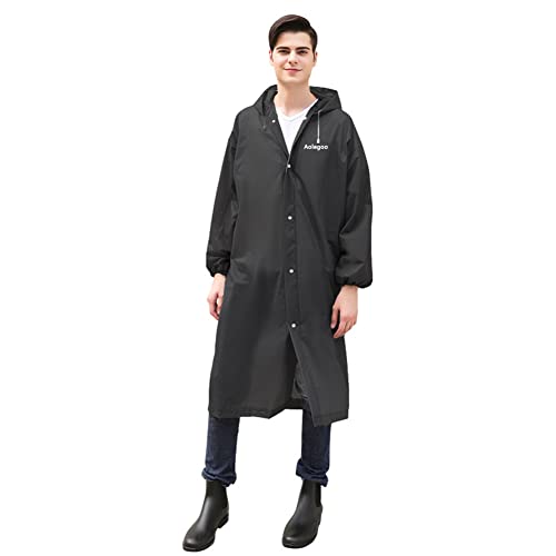 Aolegoo 2-Packs Poncho, Portable Poncho Waterproof Adult With Hoods And Sleeves For Camping, Concerts, Funfair, Festival Mac (Black)