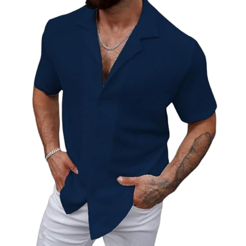 Image of COMBRAIDED Men's Regular Fit Cotton Blend Shirts | Half Sleeve Solid Pattern | Casual Wear for Everyday Style