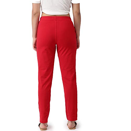 Image of GO COLORS Cotton Stretch Kurti Pants Full Length for Women | Breathable, Mid Rise, Tall