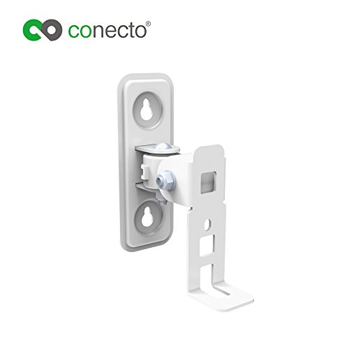 conecto CC50288 1x Support pour haut-parleurs (1/4 ou Play1), inclinable -50u00b0/+ 90u00b0, orientable -60u00b0/+ 60u00b0, distance entre les murs 86.5mm, max. 2kg, blanc