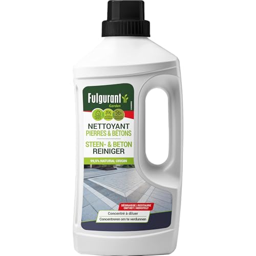 Fulgurant - Nettoyant Pierres et Béton, Ecocert 100% naturel, Nettoie, Dégraisse, Restaure et uniformise l'aspect satiné des murs, sols et plans de travail, 1L