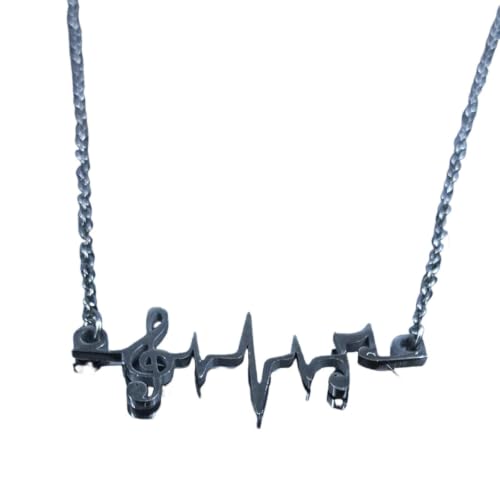 Collier notes musicales en acier noir pendentif mixte style gargantilla