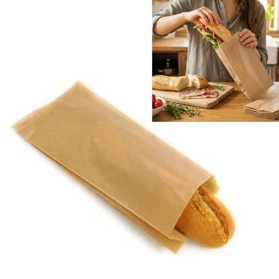 TODOKRAFT bolsas de papel para bocadillos, 14x6x27 cm, 100 Unidades, Ideal para colegio,almuerzos, meriendas, cumpleaños (SIN ETIQUETA DE CIERRE)