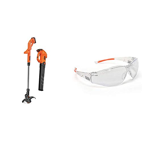 black and decker 20 volt blower - BLACK+DECKER 20V MAX Leaf Blower and String Trimmer Combo Kit with Safety Eyewear, Lightweight, Clear Lens (BCK279D2 & BD250-1C)