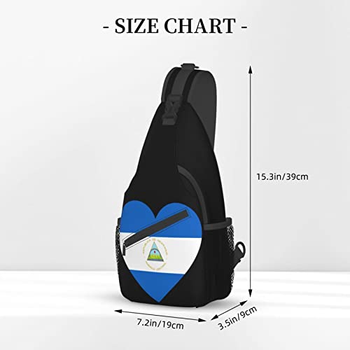 Mochila cruzada unisex Love Nicaragua Flag Sling negra miniatura 4