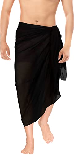 LA LEELA Men's Casual Summer Sarong Pareo Wrap One Size Black