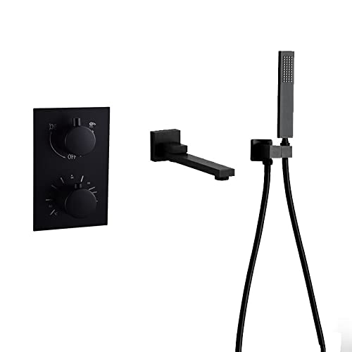 Mitigeur de douche anti-brûlure à température constante ensemble cascade noir mat