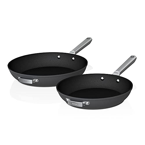 Ninja C52200 Foodi Neverstick Premium 2-Piece Fry Pan Set, Anti-Scratch Nesting Cookware, Hard-Anodized, Nonstick, Durable & Oven Safe To 500°F, Black #TOP1