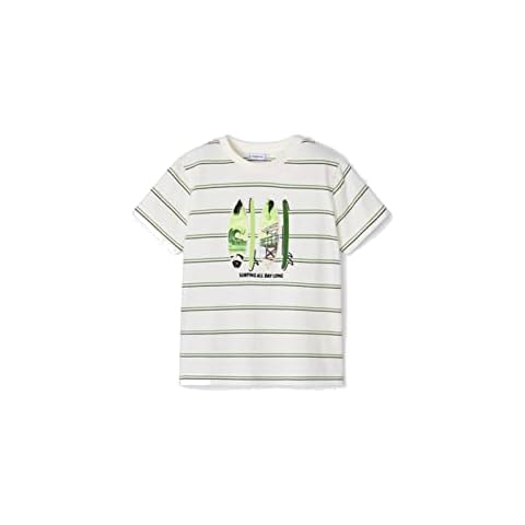 Camiseta Manga Corta Niño - Camiseta Rayas Niño - 100% Algodon - Blanca Cover
