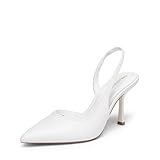 DREAM PAIRS Zapatos de Tacón Kitten de Punta Cerrada para Mujer con Tiras en el Talón, Stilettos Altos D'Orsay, Cómodos para Bodas y Trabajo,Size 40,Blanco,SDPU26011W