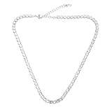 YARNOW Collar Clásico Redondo Circonitas y Gemas de Imitación Duraderos, Accesorio de Plata Cuello Femenino en Ocasiones Obsequios