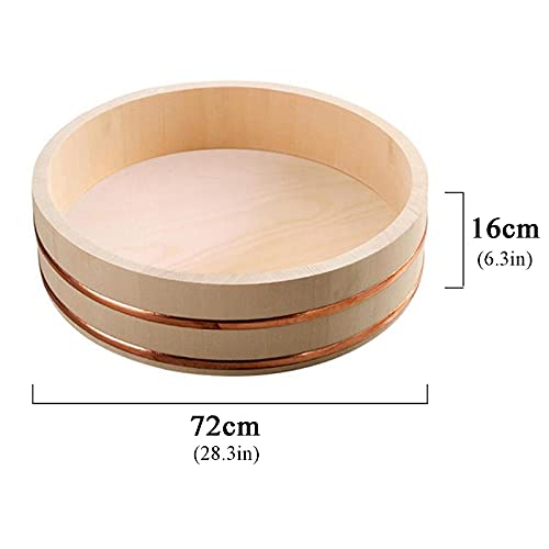 Japanese Wooden Hangiri Sushi Rice Mixing Bowl Tub Sushi Oke Copper Bands For Sushi Restaurant Kitchen,72Cm/28.3In #TOP6