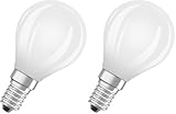 Osram Filament LED Lampe mit E14 Sockel, Warmweiss (2700K), Tropfenform, 5.5W, Ersatz für 60W-Glühbirne, LED Retrofit CLASSIC P (Packung mit 2)