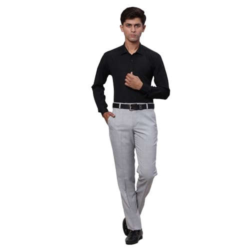 Image of Park Avenue Men Slim Fit Solid Pattern Cotton Blend Semi Cutaway Collar Full Sleeve Formal Shirt