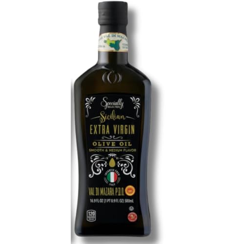 Image of Premium Sicilian Extra Virgin Olive Oil - Val di Mazara PDO, Smooth & Cold-pressed - 16.9 fl oz Glass Bottle (1, 16.9 fl oz)