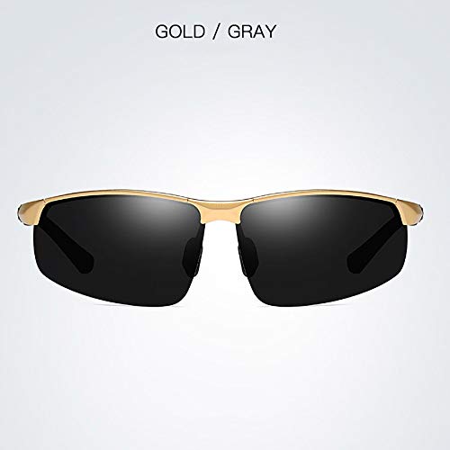 Preisvergleich Produktbild LUGJ Sonnenbrille, Persönlichkeit Art und Weise polarisierte Sport treibenden Sonnenbrille, Männer Gläser, Al-Mg-Metallrahmen Prevent Glare Retro (Color : Gold)