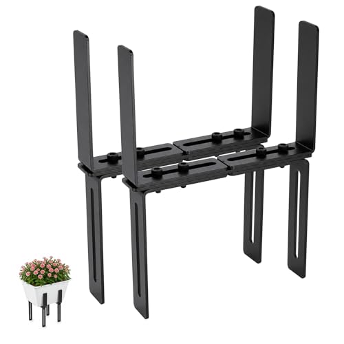 TLDBATICE Lot de 2 Supports de jardinière Forme H sans perçage, Support jardinière Balcon, Support jardinière Balcon réglable adapté aux balustrades 1,5–32 cm et jardinières 15–23 cm