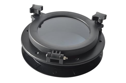 Amarine made Boat Yacht Round Opening Portlight Porthole 10" Replacement Window Port Hole - ABS , Tempered Glass -Marine/boat/rv Portlight Hatch, Color: White, Black (Black) by Amarine Made - Image 7
