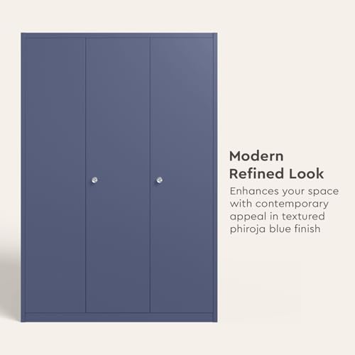 Image of Interio by Godrej Etna 3-Door Steel Almirah (Textured Phiroja Blue), 1-Year Warranty, 1 Locker, 10 Shelves
