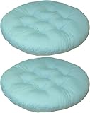 YOUGANG Confezione da 2 cuscini rotondi per sedia, 35 x 35 cm, in cotone, imbottitura completa, per sala da pranzo e cucina, antiscivolo, per pavimento e sedile dell'auto (blu acqua)