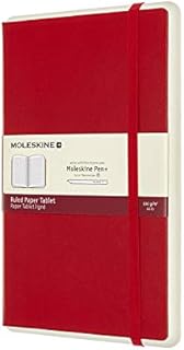 Moleskine - Smart Notebook Paper Tablet - Hardcover - Blank Paper Digital Notebook - Notebook Compatible with Moleskine Pen +, size large 13 x 21 cm, color red, 176 pages