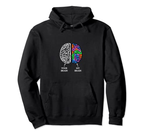 Grande Autismo Dislessia ADHD ASD Neurodiversity Brain Gift Felpa con Cappuccio