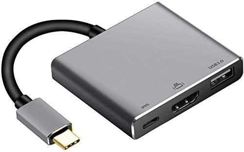 USB C to HDMI Adapter, Qidoou USB Type C Adapter Multiport AV Converter with 4K HDMI Output, USB 3.0 Port and USB-C Charging Port Compatible Chromebook/MacBook/iMac/Samsung/Projector/Monitor (Gray)