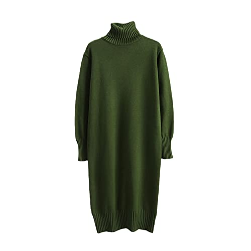 Robe pull en cachemire Kelsiop vert foncé, le tricot noble grande taille