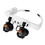 LED Lupenbrille Kopflupe mit Licht Hancaner Stirnband Lupe Augenlupen Brillen Stil Freisprechlupe Mehrfachvergrößerungen mit 3X, 4X, 5X, 6X, 7X, 10X warmen und kühlen LED-Leuchten