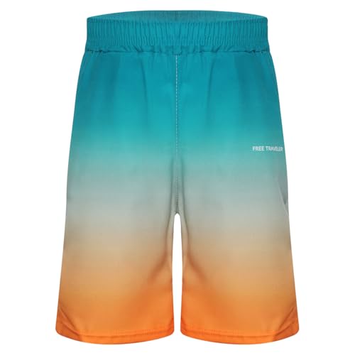 Boys' Gradient Color Swim Trunks Elastic Waistband Quick-Dry Boardshorts for Beach Pool Surfing3